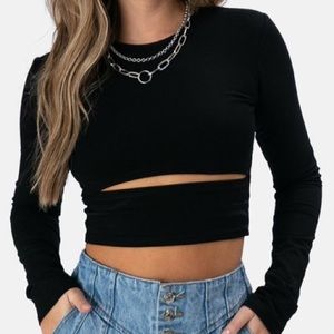 long sleeve crop top with slit